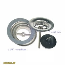 Ablaufventil chrom mit Gummistöpsel für Waschbecken, Auslaufbecken D = 60 mm