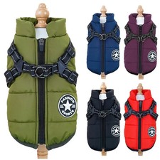 Hundejacke Winterweste Jacken Hundemantel mit Geschirr Warme Hunde Jacke Outdoor