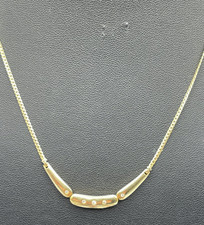 Solide 585 Gold 14 K Kette Collier Goldkette 5 Diamanten 0,06ct 43,5cm Juwelier