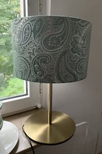 Ikea Skaftet/Goldmessing Tischleuchte,Samt Stoff Hellgrün/silber54,5cm.xØ36cm.