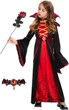 Ulikey Vampir Kostüm Mädchen – Deluxe Set, Gothic Victorian Queen Dress, Rot