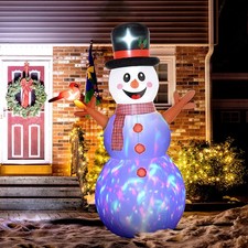 Outsunny Weihnachtsdeko 2,4 m Schneemann mit LED-Beleuchtung, Gartendeko