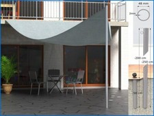 Edelstahl VA Ø 48 Sonnensegel Stange Mast Halter 2,5m Geschliffen Mit Bodenhülse