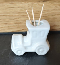 Zahnstocher Spender Porzellan Auto Aufbewahrung Deko Oldtimer weiß