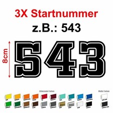 Aufkleber 3x STARTNUMMER - 8cm