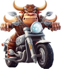 Bunter Stier auf Fahrrad