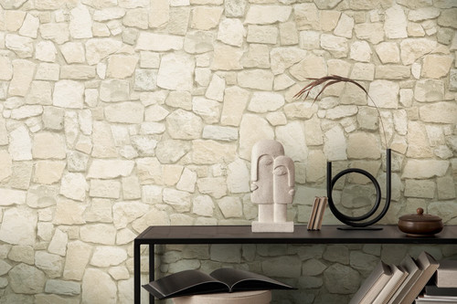 Steintapete beige braun 3d - braun, –
