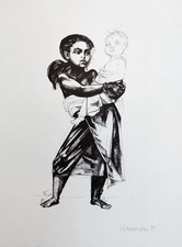 Womacka, Walter (1925 - 2010) „Javamädchen mit Kind" signiert, 1981