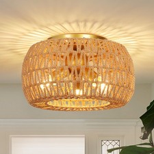 Rattan Deckenleuchte 3 Flammig