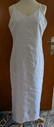 Weißes maxi leinenkleid mit - weißes,
