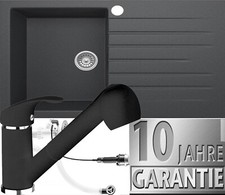 Granitspüle Schwarz Küchenspüle Armatu Einbauspüle Spülbecken Spüle 76x45 Cindy