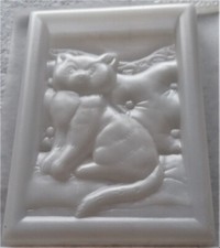 Gips Gieß Bild junge Sitzkatze klar Silikon Harz Resin Silikonform Form Vintage