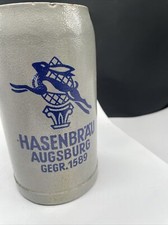 Bierkrug Brauerei  Hasenbräu Augsburg Gegr.1589Maßkrug 1L Steinzeug  Alt RegM2/a