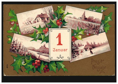 Prägekarte neujahr vier - prägekarte,