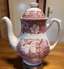 Englische Kaffeekanne, 1,3 L, Royal Tudor Coaching Taverns, Rot, Top, Porzellan