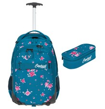 Schultrolly 2T Set Trolly Elephant Signature + Mäppchen Box 12848 Blue Flower tm