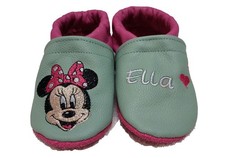 Baby Krabbelschuhe Lauflernschuhe, süße  Maus bestickt personalisiert Handmad