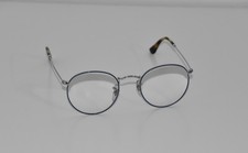 RAY BAN Brille Brillengestell Fassung rund chrom blau Metall Vollrand Leo-Optik