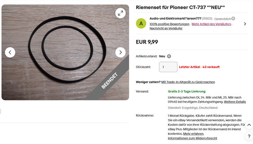 Riemenset für pioneer 737 - für,