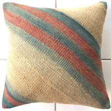 Kelim Kissen Alte Orientalisches Handgewebte Beige Vintage Old Pillow Cushion