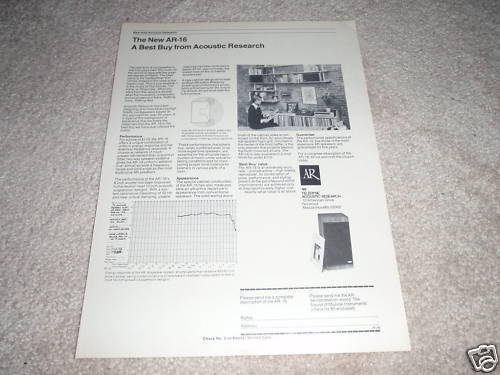 Acoustic research 16 - acoustic, a-16