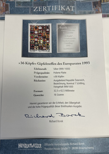 Silberbriefmarke hundertwasser - silberbriefmarke,