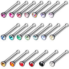 10er oder 20er Set Nasen Piercing 0,8mm Zirkonia Kristall Nasen Stecker Z240b