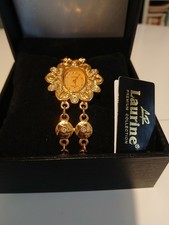 ARMBANDUHR VON LAURINE - NEU MIT BOX - 18 K - GOLD ELECTRO PLATED - DATUM.