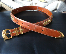 Gräfin v. Lehndorff Gürtel Herren kaum getragen Gr. 75 Ledergürtel gold/braun
