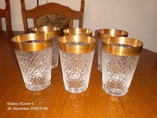 6 Vintage Gläser Kristall mit Goldrand