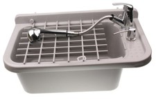 Set Ausgussbecken Grau 60cm Waschbecken Spülbecken inkl. Auflagerost, Zubehör