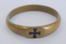 Patriotischer Ring mit EK Eisernes Kreuz Email Messing Bronze Reservistika I. WK
