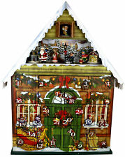 großer Adventskalender amerikanisch mit Spieluhr Weihnachtskalender aus Holz NEU