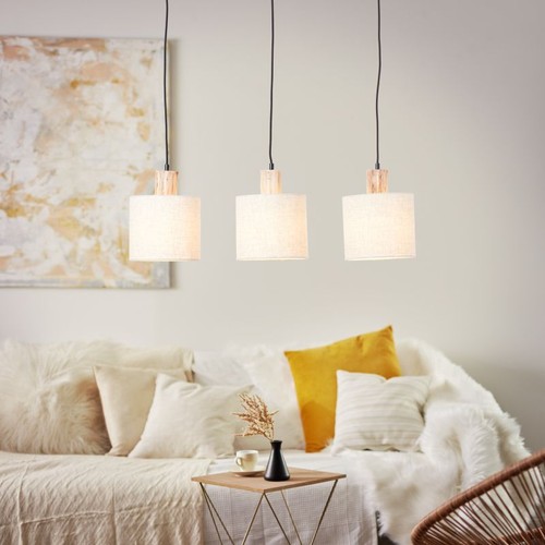 Stoff holzlampe pendellampe - holzlampe,