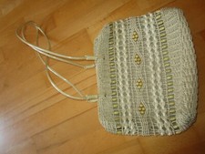  1 x Umhängetasche Schultertasche ca. 33 x 25 x 10 cm Sommer Holz-Perlen w. NEU 