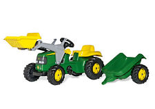 Rolly Toys Trettraktor rollyKid John Deere mit Anhänger + Frontlader, Traktor