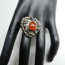 Vintage Ring Giftring in Herzform aus Silber mit Stein