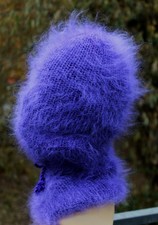 3 Schicht langhaar Mohair Balaklava soft  fuzzy thick  Schlüpfmütze lila