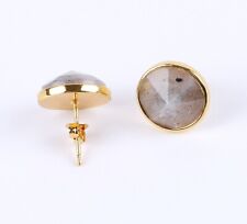 F09 Ohrringe vergoldet Kegel Pyramide aus Labradorit Naturstein