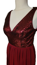 Abendkleid lang Dunkelrot Gr. 40/ US 08 teilw. mit Pailletten - wie Neu
