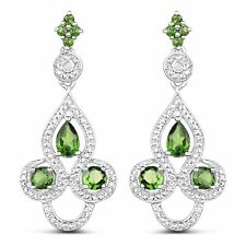 Grüne Russische Chromdiopsid/Weißtopas-Ohrringe/Stecker 2,28 Karat