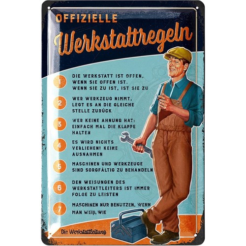 Retro blechschild werkstatt - retro,