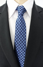 NEU - ATWARDSON Anlass / Business Krawatte - blau mit Hahnentritt - Seide - Slim