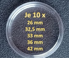 50 Stück Münzkapseln, je 10 x 26 / 32,5 / 33 / 36 / 42 mm Durchmesser gebraucht