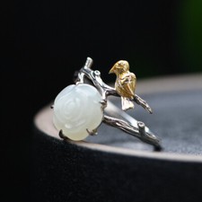 I05 Ring Zweig mit Rose weiße