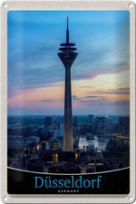 Blechschild Reise 20x30cm Düsseldorf Fernseherturm Ausblick Trip Schild tin sign