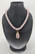 Rosenquarz Halskette mit