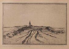 Ingwer Paulsen Landschaft Kirche Schleswig-Holstein Radierung signiert um 1920