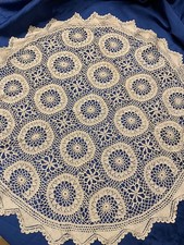 Tischdecke run ecru Baumwolle