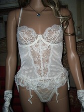 Betörende Sissy Spitzen Straps Corsage weiß 75 B Korsage mit Bügel NEU  (q112)